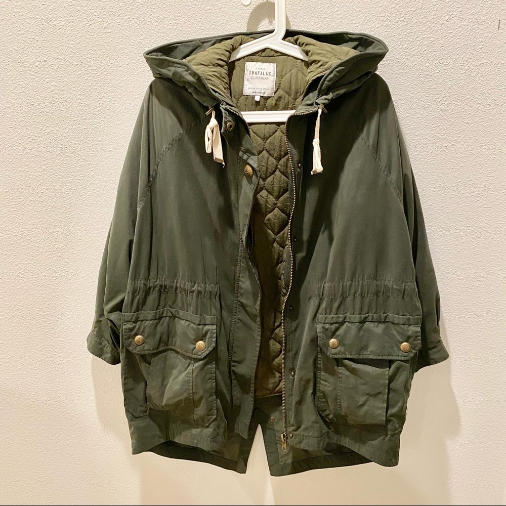 Zara Detachable Padded Lining Parker Jacket with Hood XS
